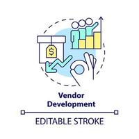 Vendor development concept icon. Sourcing strategy abstract idea thin line illustration. Supply chain management. Isolated outline drawing. Editable stroke. vector