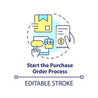 Start purchase order process concept icon. Step for procurement planning abstract idea thin line illustration. Management. Isolated outline drawing. Editable stroke. vector