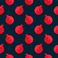 Tired pomegranate, seamless pattern on dark grey background. vector