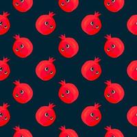 Tired pomegranate, seamless pattern on dark grey background. vector