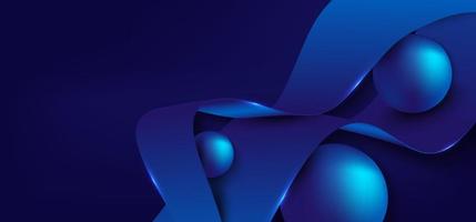 el diseño 3d de la cinta metálica de degradado azul abstracto se superpone con la plantilla de forma redonda. fondo de arte de estilo futurista. vector