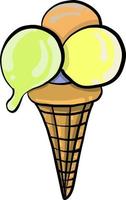 Three ball on ice cream, illustration, vector on white background.