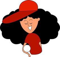 Girl with red cap, illustration, vector on white background.