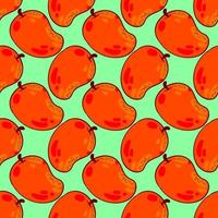 Mango pattern, seamless pattern on green background. vector