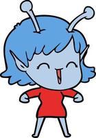 Cartoon cute alien girl vector