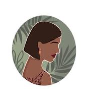 Icon with women and leaves. Hand drawn illustration for modern design. vector