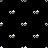 Halloween seamless pattern with eyes on black color background vector