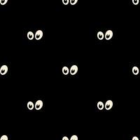 Halloween seamless pattern with eyes on black color background vector