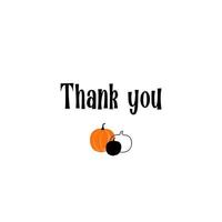 Pumpkins illustration with text Thank you isolated on white background vector