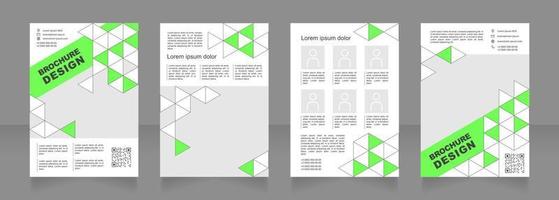 Executive team blank brochure design. QR code. Template set with copy space for text. Flyers with polygonal background. Premade corporate reports collection. Editable 4 paper pages vector