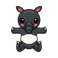 Cute little tapir cartoon posing vector