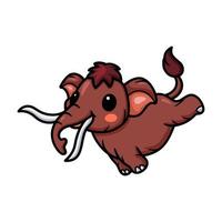 Cute little mammoth cartoon running vector