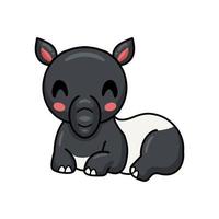 lindo pequeño tapir de dibujos animados acostado vector