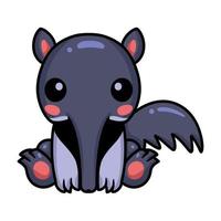 Cute little anteater cartoon sitting vector