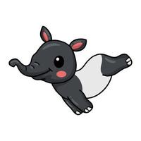 linda caricatura de tapir corriendo vector