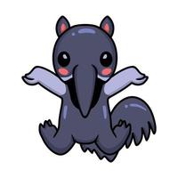 Cute little anteater cartoon raising hands vector