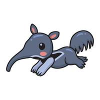 Cute little anteater cartoon running vector