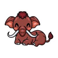 Cute little mammoth cartoon lying down vector