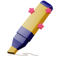 3d illustration of highlighter school education icon png