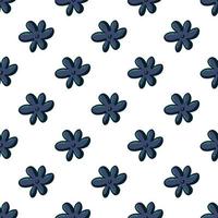 Blue minimal flower ,seamless pattern on white background. vector