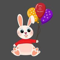 rabbit symbol of the year with balloons vector