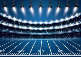 American Football Stadium Arena with Spotlights. vector