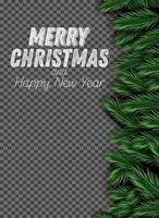 Fir Branch on Transparent Background. Merry Christmas and Happy New Year. vector