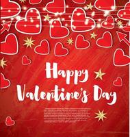 Happy Valentine's Day Card with Hearts and Neon Garlands. vector