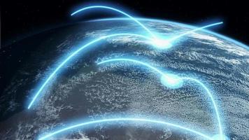 conectividade global em rede planeta terra azul video