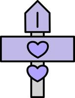 Two hearts on purple billboard, illustration, on a white background. vector