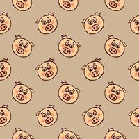 Baby pig , seamless pattern on a brown background. vector