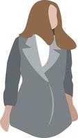 Girl with gray suit, illustration, vector on white background.