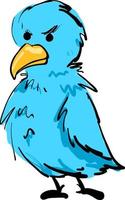 Angry Blue Bird, ilustración, vector sobre fondo blanco.