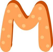 Letter M, illustration, vector on white background.