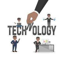 business african technology design character with text vector