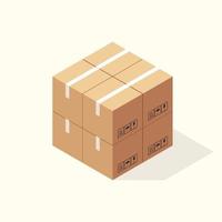 Isometric Cardboard Boxes vector