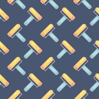 Clean paint roller , seamless pattern on a blue background. vector