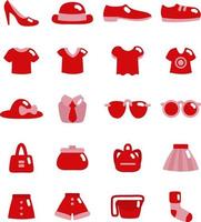 Red fashion clothes, illustration, vector on a white background.