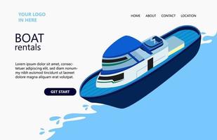 Illustration of a ship in the middle of the ocean Suitable for landing page, flyers, Infographics, And Other Graphic Related Assets-vector vector