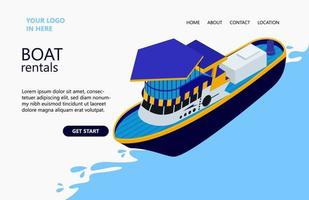 Illustration of a ship in the middle of the ocean Suitable for landing page, flyers, Infographics, And Other Graphic Related Assets-vector vector