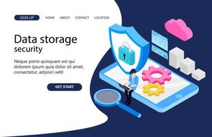 Illustration of cloud data storage server programmer Suitable for landing page, flyers, Infographics, And Other Graphic Related Assets-vector vector