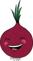 Red onion laughing,illustration,vector on white background vector