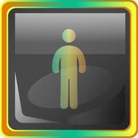 Standing man grey vector icon illustration with colorful details on white background