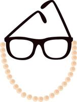 Glasses with pearls, illustration, vector on white background.