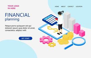 Illustration of financial business plan Suitable for landing page, flyers, Infographics, And Other Graphic Related Assets-vector vector