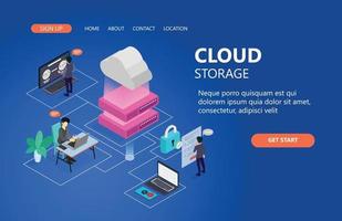 Illustration of cloud data storage server programmer Suitable for landing page, flyers, Infographics, And Other Graphic Related Assets-vector vector