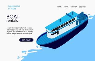 Illustration of a ship in the middle of the ocean Suitable for landing page, flyers, Infographics, And Other Graphic Related Assets-vector vector