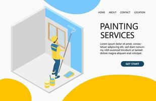 Illustration of a handyman renovating the interior of a building Suitable for landing page, flyers, Infographics, And Other Graphic Related Assets-vector vector