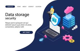 ilustración del programador del servidor de almacenamiento de datos en la nube adecuado para la página de inicio, folletos, infografías y otros activos gráficos relacionados con el vector
