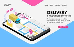 Illustration of a courier sending an order to his customer Suitable for landing page, flyers, Infographics, And Other Graphic Related Assets-vector vector
